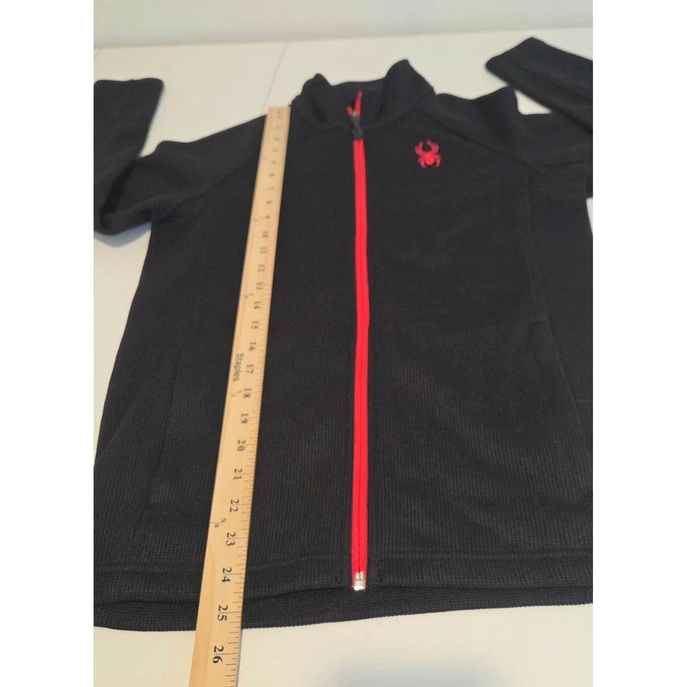 Spyder Kids Boys Black Red Full Zip Fleece Lined Sweatshirt Jacket Size L 14/16